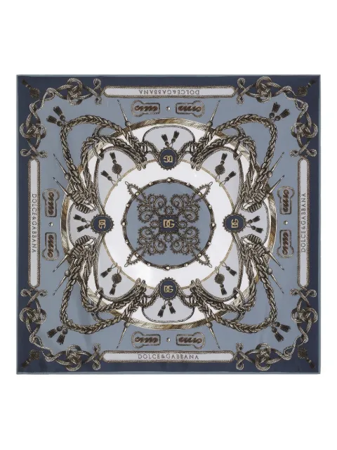 Dolce & Gabbana cargo-print silk twill scarf 70x70 Grey GQ348EHI12A