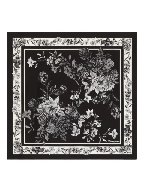 Dolce & Gabbana flower bouquet-print scarf Black GQ348EG0TJC