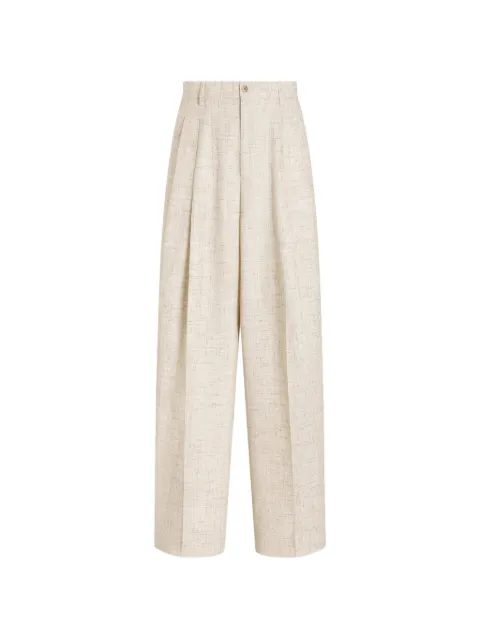 Dolce & Gabbana tweed-effect linen and viscose trousers Neutrals GP20WTHUMWB