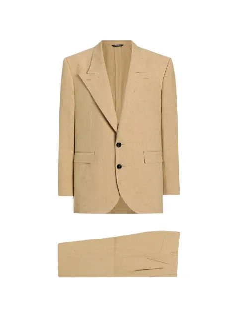 Dolce & Gabbana single-breasted suit in tweed linen Neutrals GK04KTFUTDA