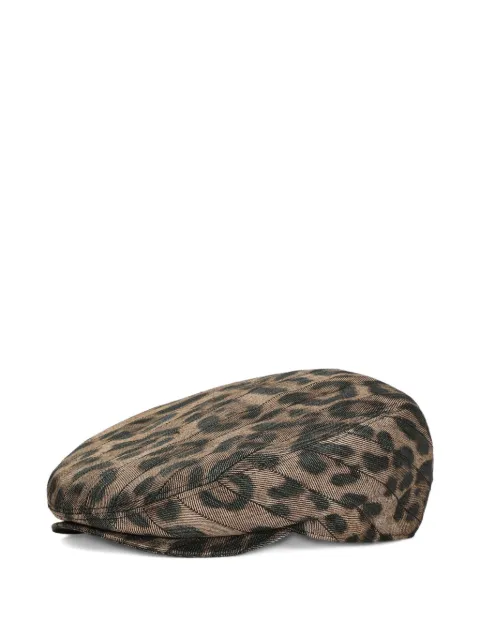 Dolce & Gabbana leopard-print jacquard flat cap Brown GH587AFRMEC