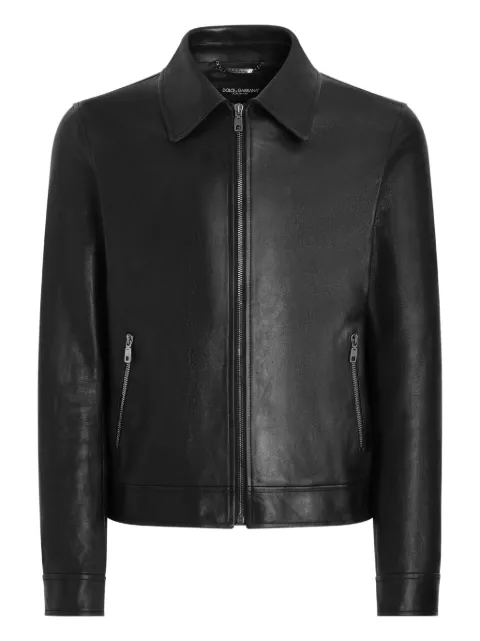 Dolce & Gabbana zip leather coat Black G9CCCLHULZK