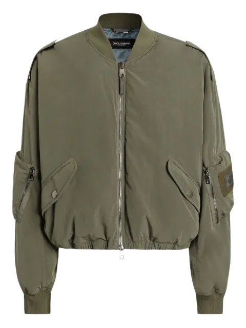 Dolce & Gabbana wavy nylon bomber jacket Green G9BZSTHUMUE