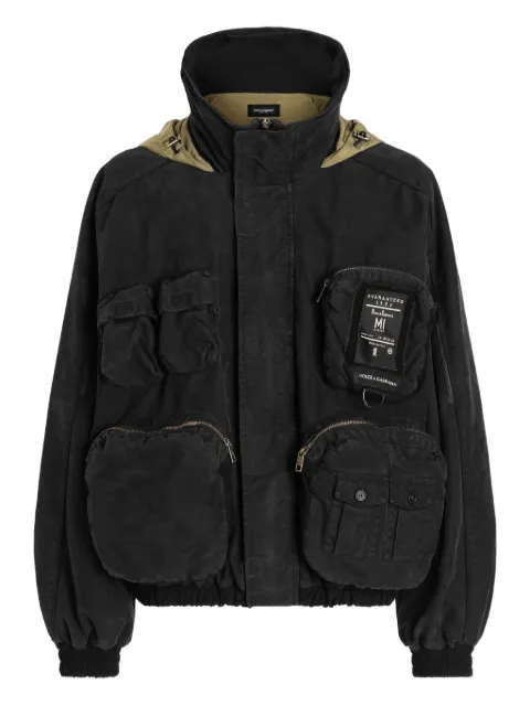 Dolce & Gabbana waxed natté bomber jacket Black G9BPWTHUMVU