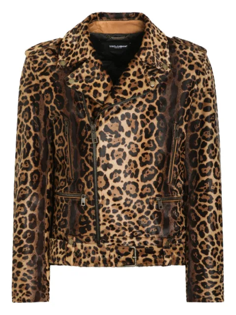 Dolce & Gabbana leopard-print zipped jacket Brown G9ATTLHULXR