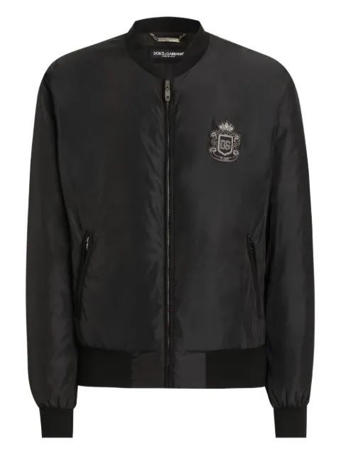 Dolce & Gabbana crest-embroidered zip-fastening bomber jacket Black G9ABPZGK292