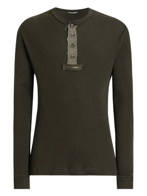 Dolce & Gabbana ribbed cotton serafino T-shirt Green G8TF3THU7WR