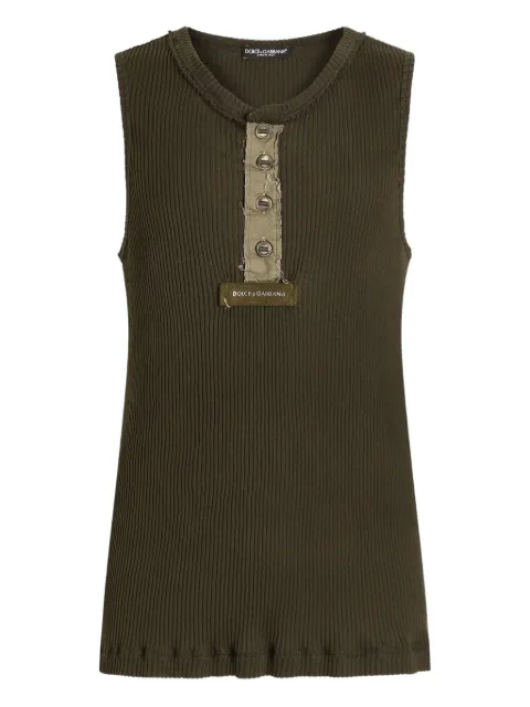 Dolce & Gabbana button ribbed top Green G8TF4THU7WR