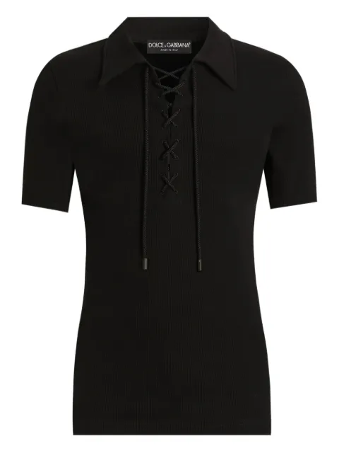 Dolce & Gabbana cotton interlock polo t-shirt Black G8SR0TFUGFJ