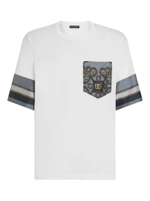Dolce & Gabbana patterned short-sleeve pocket T-shirt White G8SB2TG7PZK
