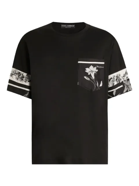 Dolce & Gabbana floral-sleeve T-Shirt Black G8SB2TG7PZJ