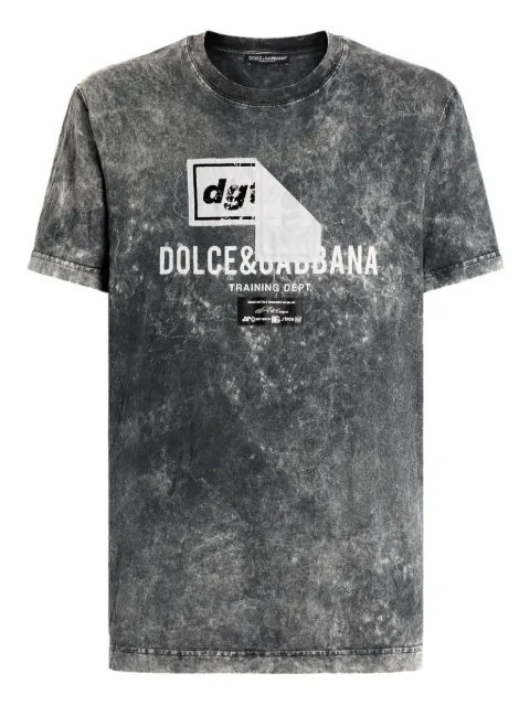 Dolce & Gabbana marble-effect cotton t-shirt with print Grey G8RN8TG7POI