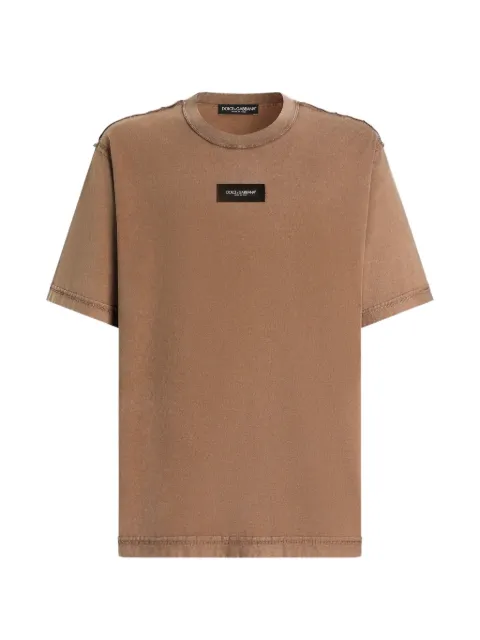 Dolce & Gabbana cotton T-shirt with print Brown G8RI4TG7P1O