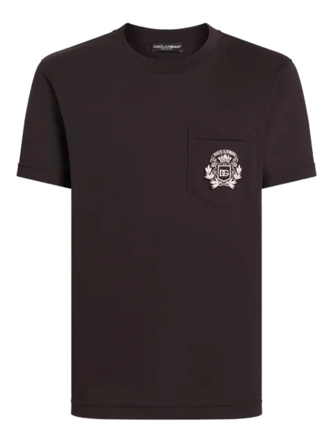 Dolce & Gabbana logo-patch T-shirt Brown G8RA2ZG7PZE