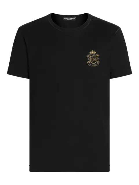 Dolce & Gabbana T-shirt with heraldic patch Black G8PT1ZG7PZU