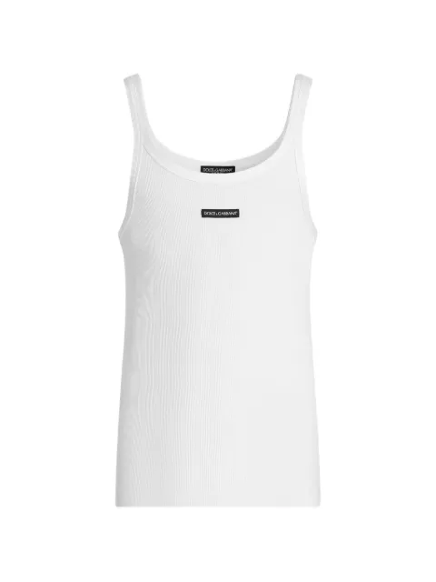 Dolce & Gabbana ribbed logo-patch vest White G8PA8TG7P3I