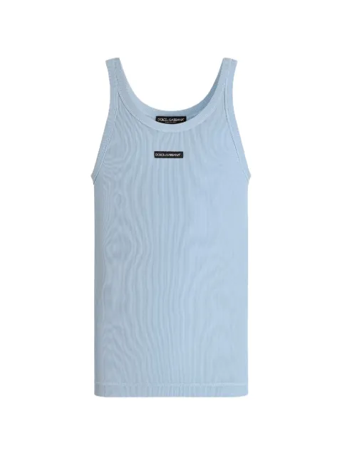 Dolce & Gabbana cotton tank top with print Blue G8PA8TG7P3I