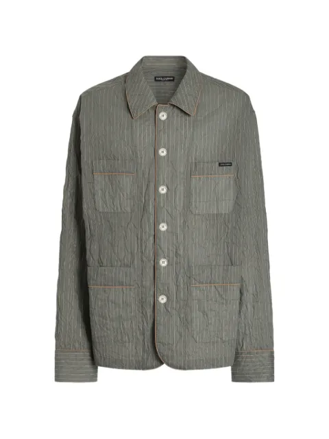 Dolce & Gabbana crinkled striped linen-blend vanity shirt Green G5OI1TFBMFT