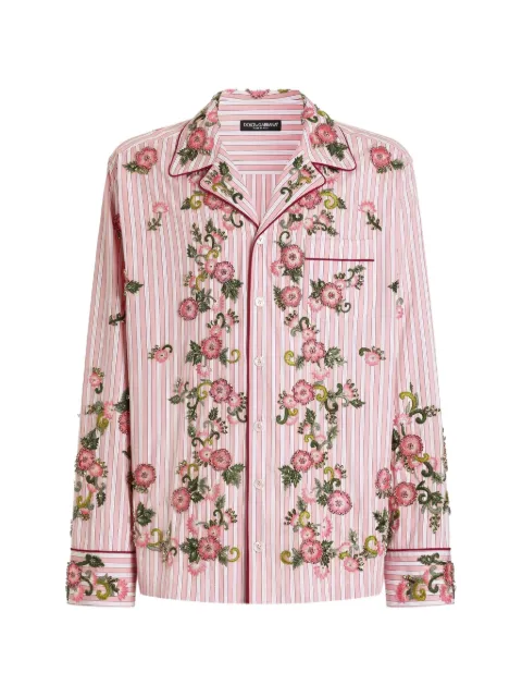 Dolce & Gabbana cotton and silk vanity shirt with embroidery Pink G5OF6ZGK187