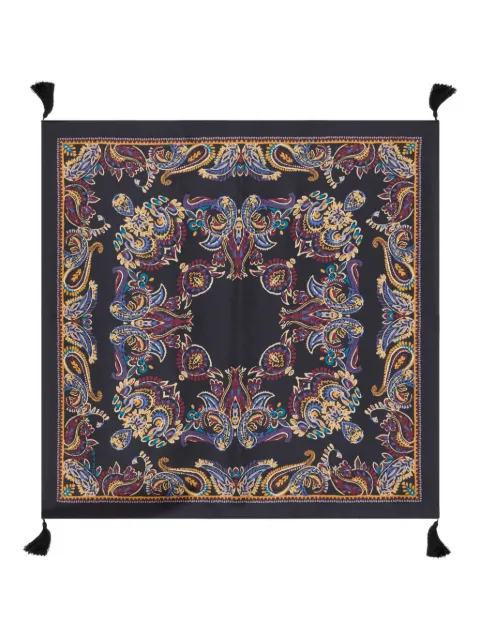 ETRO tassels paisley-print silk scarf Black WAXA0008AKD75