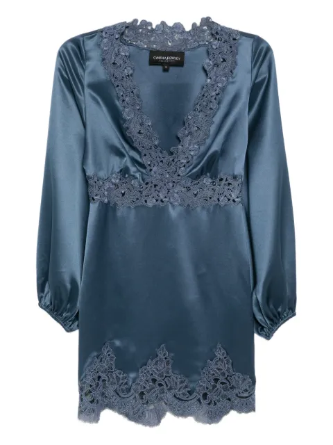Cynthia Rowley satin lace mini dress Blue 25F1DR17AC