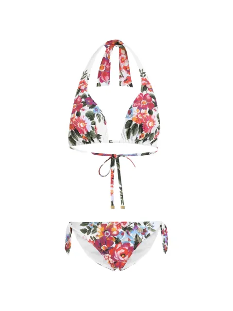 Dolce & Gabbana flower bouquet-print padded triangle bikini White O8A54JON0EH