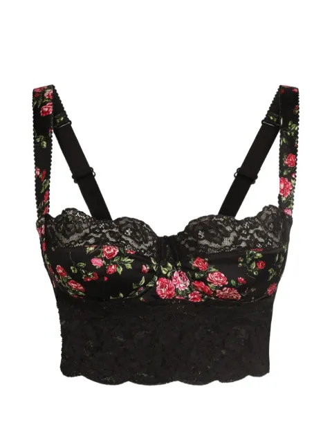 Dolce & Gabbana small rose bouquets-print satin and lace balconette Black O1C93TON0C2