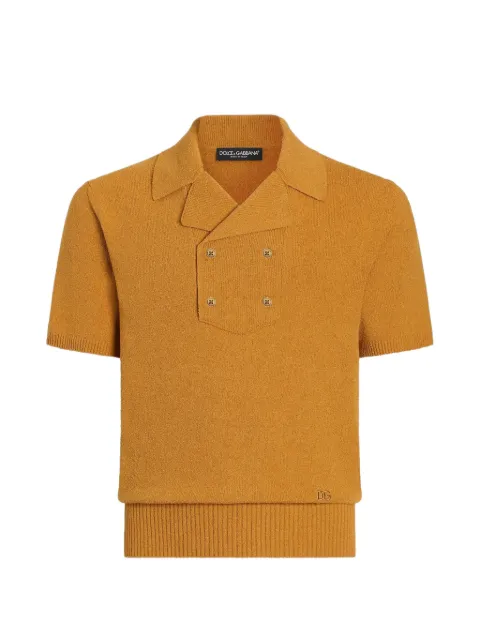 Dolce & Gabbana cotton knit polo shirt Yellow GXZB1ZJGMGX