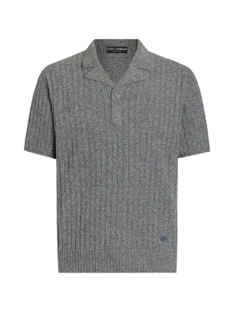 Dolce & Gabbana ribbed cotton and linen polo shirt Grey GXZB0ZJGMDV
