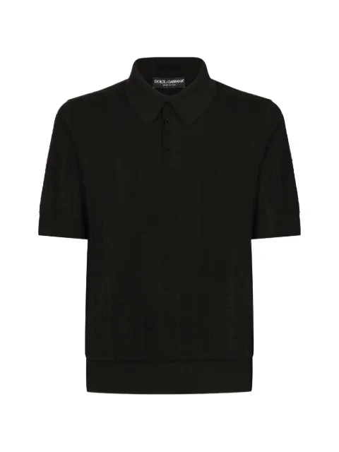 Dolce & Gabbana silk jacquard polo shirt with DG logo Black GXZ15TJBSOS
