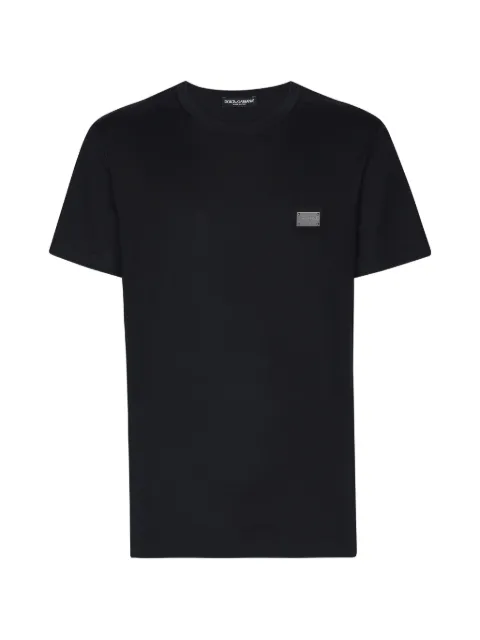 Dolce & Gabbana cotton T-shirt with branded tag Blue G8PT1TG7P1B