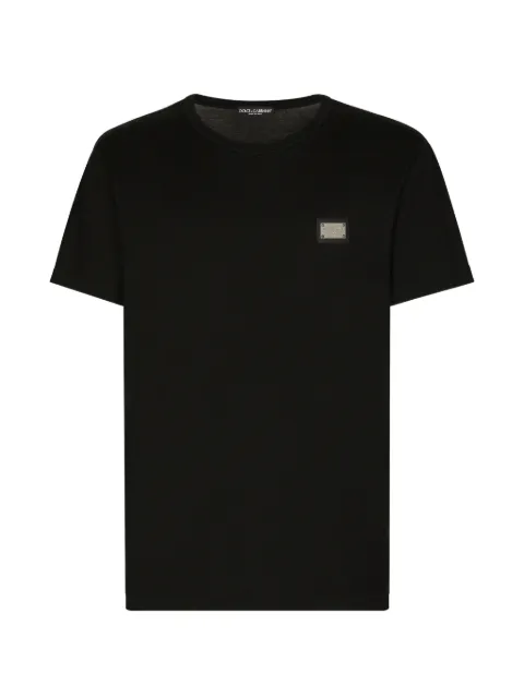 Dolce & Gabbana cotton T-shirt with branded tag Black G8PT1TG7P1B