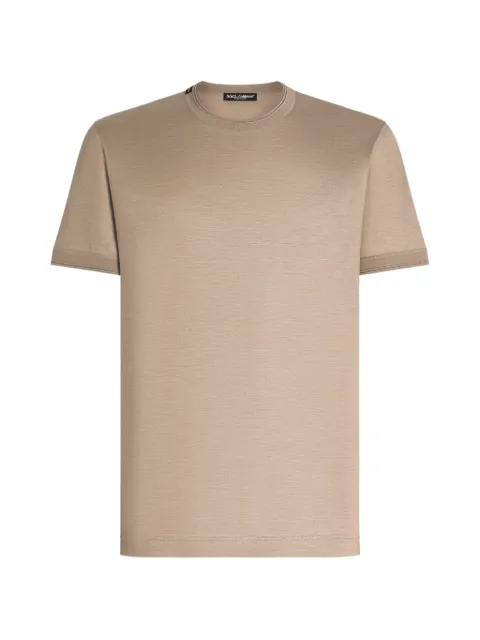 Dolce & Gabbana short-sleeved silk T-shirt Brown G8ST1TG7P0F