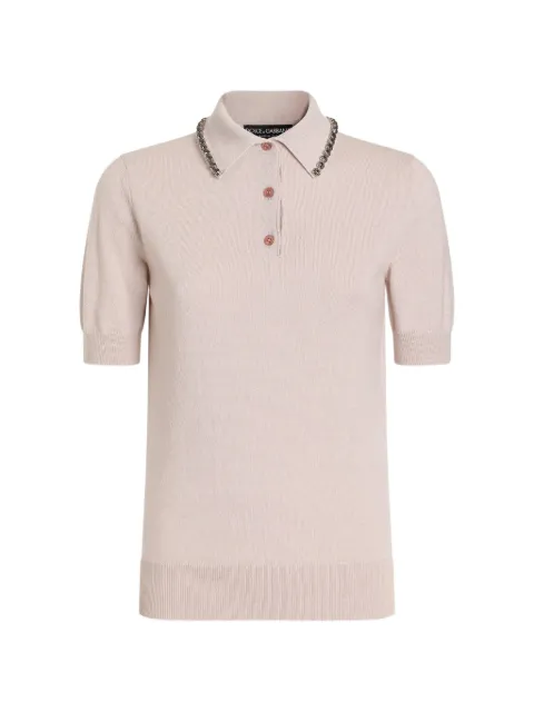 Dolce & Gabbana smooth cashmere polo top Pink FXZ06ZJBW1M