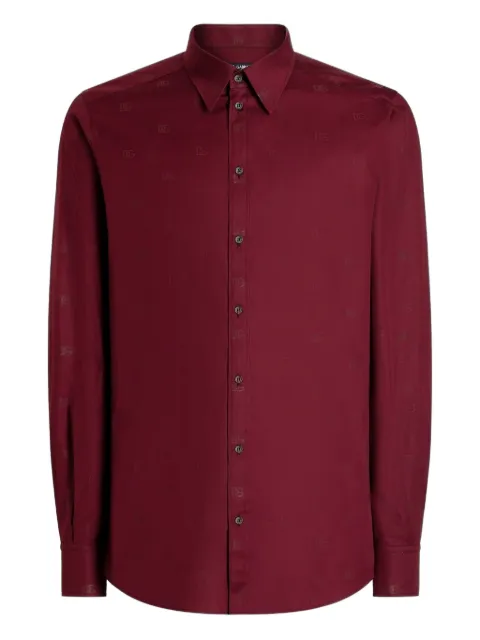 Dolce & Gabbana logo-print martini poplin shirt Red G5ML1THS5T7