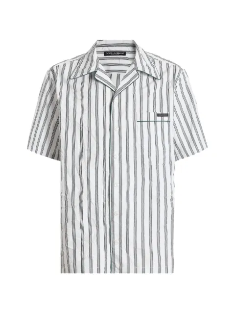 Dolce & Gabbana crinkled striped poplin Hawaii shirt White G5KS3TFRMD9
