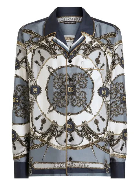 Dolce & Gabbana cargo-print silk twill shirt Blue G5IF1THI12B