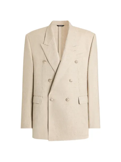 Dolce & Gabbana double-breasted tweed-effect silk and hemp jacket Neutrals G2WJ2TFUTDB