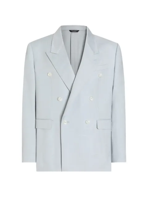 Dolce & Gabbana Shantung viscose double-breasted jacket Blue G2WJ2TFU9AW