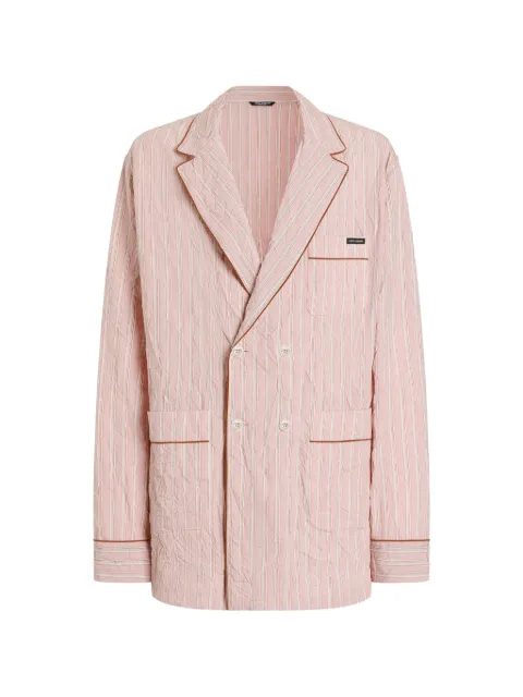 Dolce & Gabbana crinkled striped fabric shirt-style Vanity robe Pink G2WH1TFBMFS