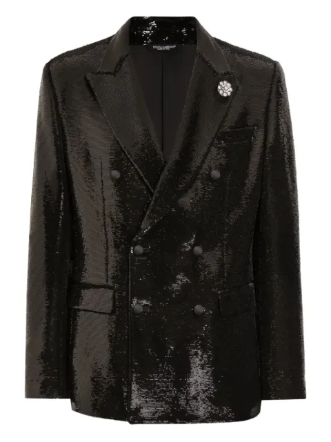 Dolce & Gabbana sequin-embellished double-breasted blazer Black G2TV8TFLSIM