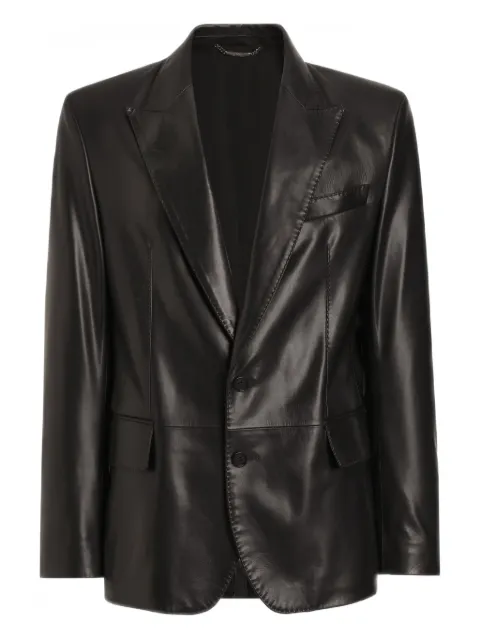 Dolce & Gabbana buttoned leather blazer Black G2TV4LHULY7