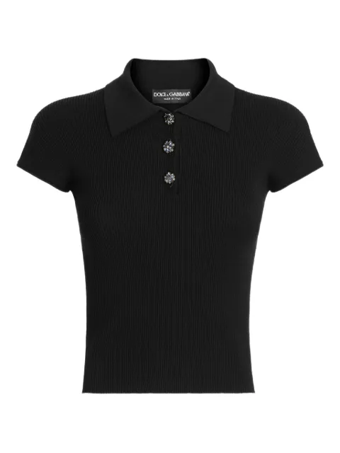 Dolce & Gabbana buttoned short-sleeve polo top Black FXZ41ZJFMHG