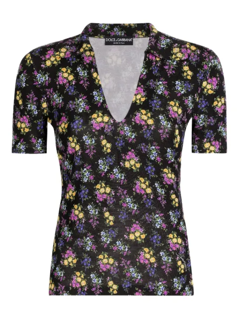 Dolce & Gabbana floral short-sleeve T-shirt Black FXZ21TJAHLU