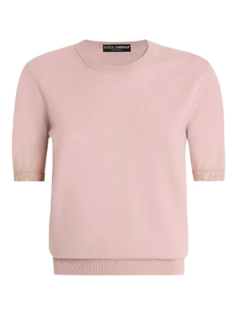 Dolce & Gabbana lace-trim cashmere top Pink FXX49TJBW1M