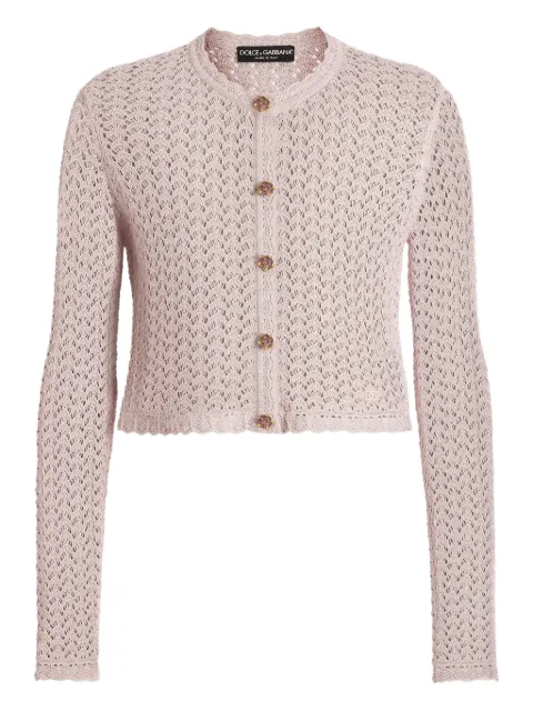 Dolce & Gabbana crochet-knit cropped jacket Pink FXVC9ZJGMG7