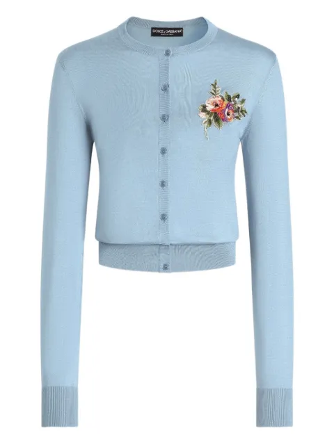 Dolce & Gabbana floral-appliqué cardigan Blue FXV07ZJBSOV