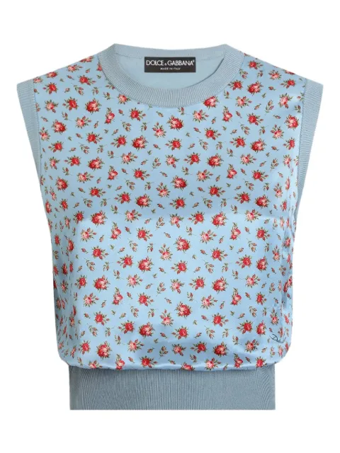 Dolce & Gabbana Floral Knit Top Blue FXT43TJBSOQ