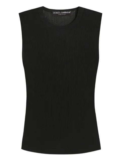 Dolce & Gabbana ribbed sleeveless tank top Black FXT53TJAIRZ
