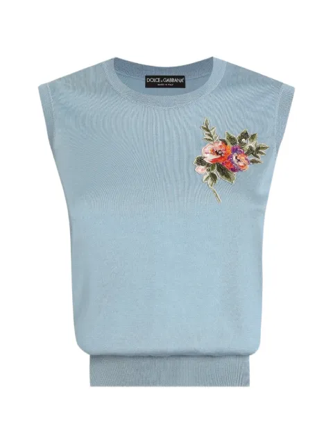 Dolce & Gabbana silk tank top Blue FXT04ZJBSOV